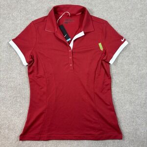 Nike Golf Tour Performance Dri-FIT Polo Shirt Red White 640335-687 Womens Medium